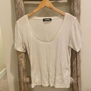 Reformation Off-White Scoop Neck T-Shirt